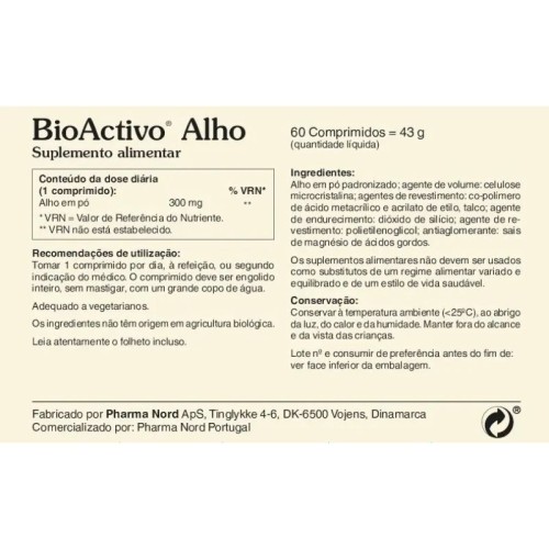 BioActivo Alho 60 Comprimidos | Coração e Imunidade