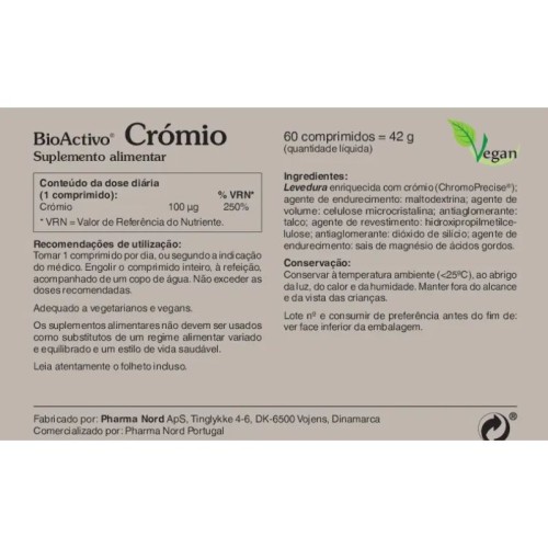 BioActivo Crómio 60 Comprimidos | Açúcar e Metabolismo