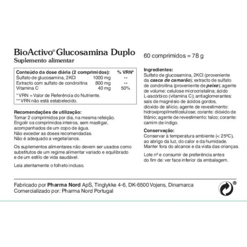 BioActivo Glucosamina Duplo 60 Comprimidos | Articulações