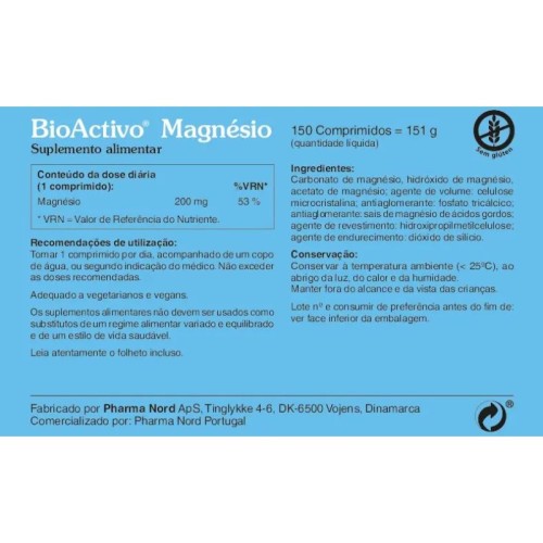 BioActivo Magnésio 150 Comprimidos | Cansaço e Músculos