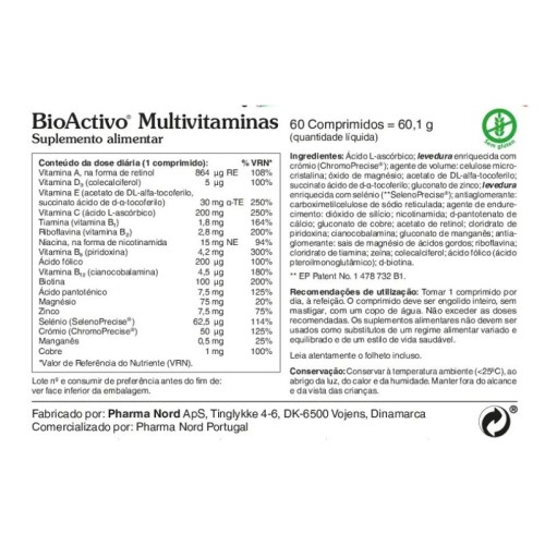 BioActivo Multivitaminas 60 Comprimidos | Energia e Vitalidade