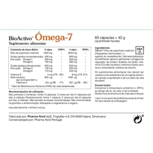 BioActivo Ómega-7 60 Cápsulas | Pele e Mucosas Saudáveis