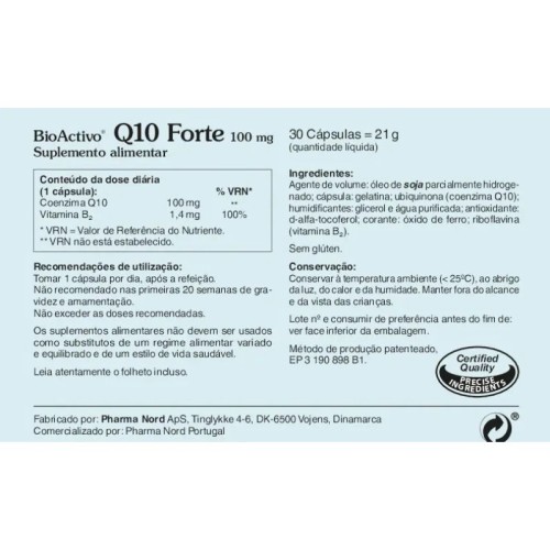 BioActivo Q10 Forte 100mg 30 Cápsulas | Energia e Coração