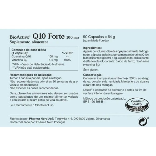 BioActivo Q10 Forte 100mg 90 Cápsulas | Vitalidade e Coração