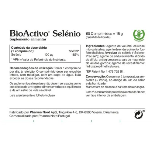 BioActivo Selénio 60 Comprimidos | Antioxidante Celular