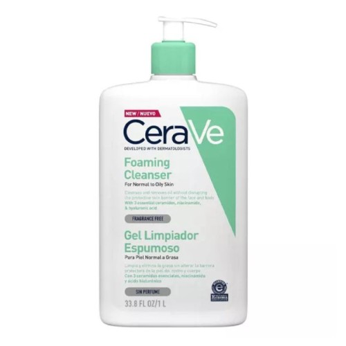 CeraVe Gel de Limpeza Espuma Facial 1000ml | Pele Oleosa