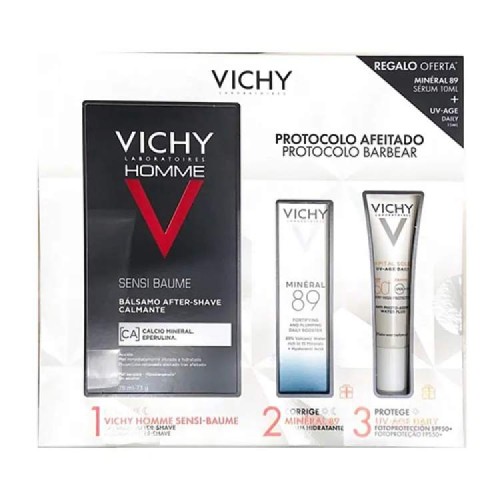 Coffret Vichy Homme Sensi Bálsamo 75ml | Conforto Pós-Barba