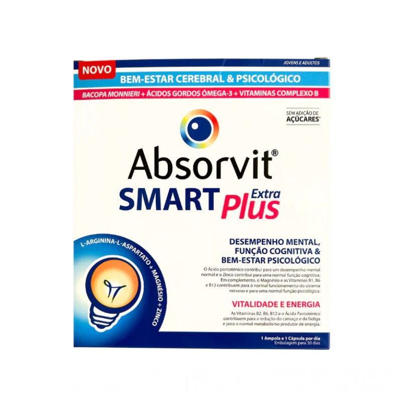 Absorvit Smart Ext Plus 30 Cáps + 30 Ampolas | Memória e Foco