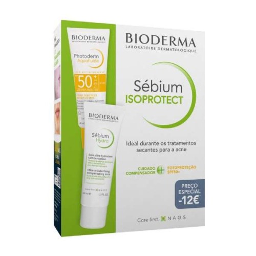 O pack Sébium Iso Protect inclui creme protetor e Aquafluid matificante, ajudando a hidratar, proteger e controlar a oleosidade.