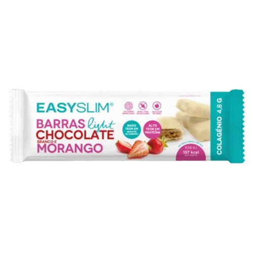 EasySlim Barra Light Choc. Branco/Morango – Sabor leve