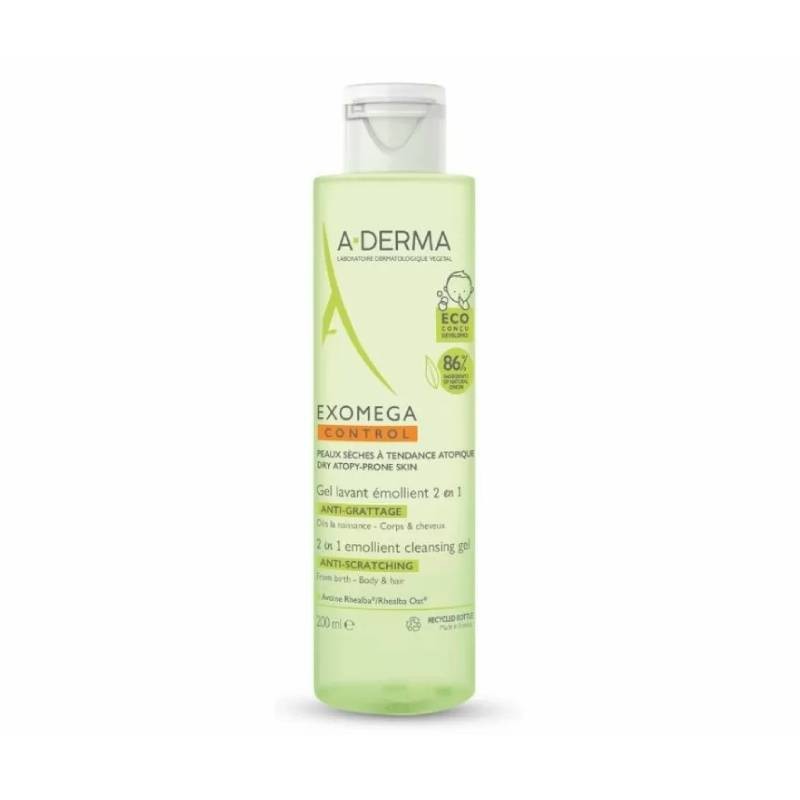 A-Derma Exomega Control Gel Corpo e Cabelo 200ml | Compacto e Eficaz