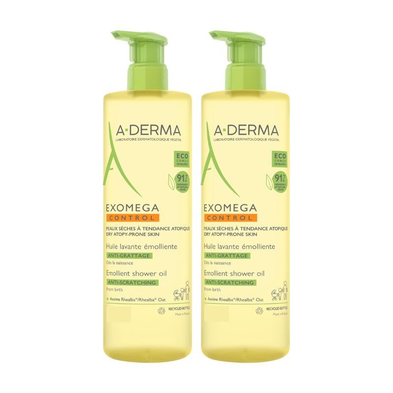 A-Derma Exomega Control Óleo de Duche 500ml x2 | Pack Promo