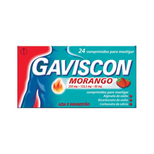 Gaviscon Morango 24 Comprimidos Mastigáveis | Pharmacaring