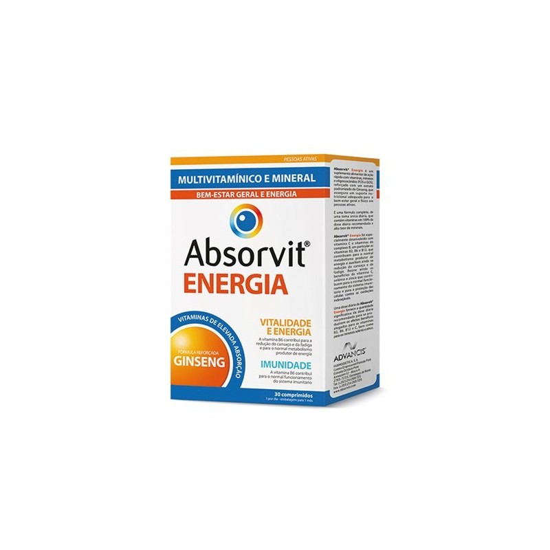 Absorvit Energia 30 Comprimidos | Energia e Vitalidade
