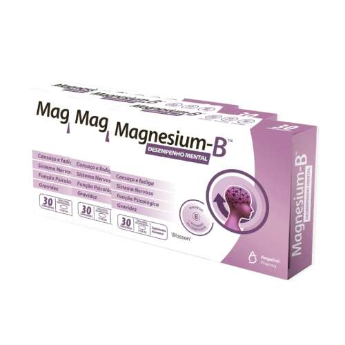 Magnesium-B Pack Económico 3x30 Comprimidos | Magnésio + Vitamina B | Desempenho Mental