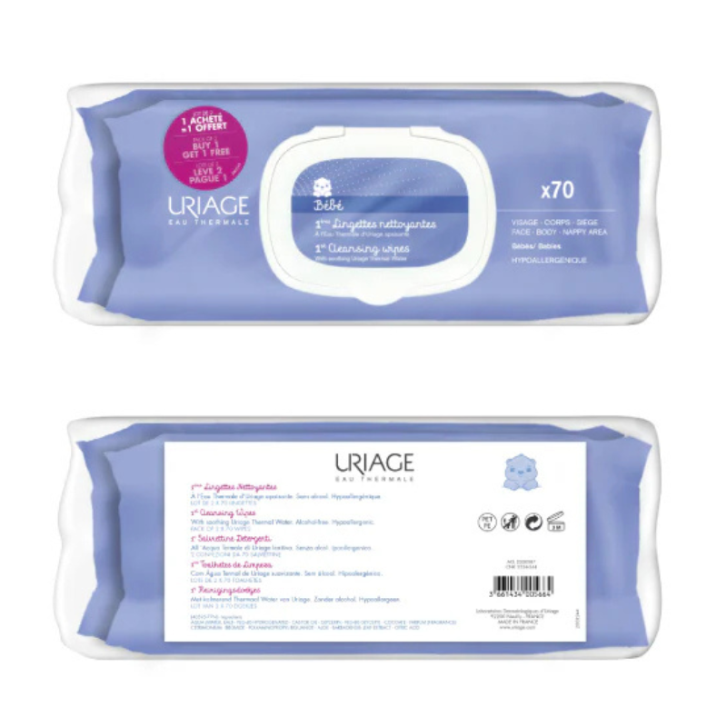 Uriage Toalhetes Bebé x70 | Duo Pack Suave e Prático