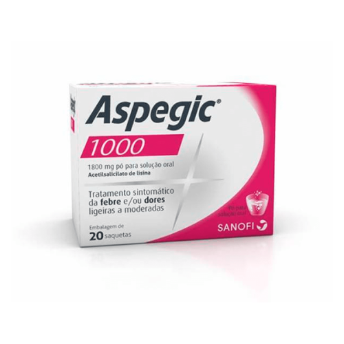 Aspegic 1000, 1800 mg x 20 pó solução oral saquetas