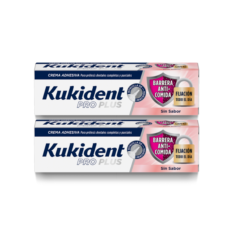 Kukident Pro Plus Creme Adesivo sem Sabor 2x40g | Fixação Forte e Duradoura