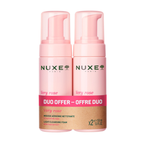Nuxe Very Rose Espuma de Limpeza 150 ml x2 – Limpeza Suave com Água de Rosa