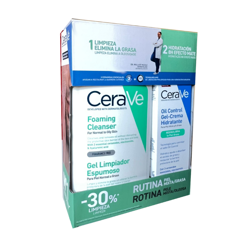 CeraVe Gel Limpeza 473ml + Gel-Creme Facial 52ml – Limpeza e hidratação