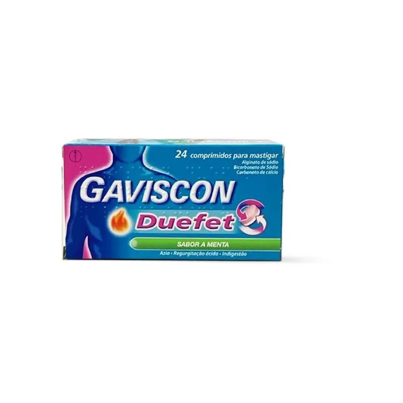 Gaviscon Duefet , 250 mg + 106.5 mg + 187.5 mg Blister 24 Unidade(s) Comp mast