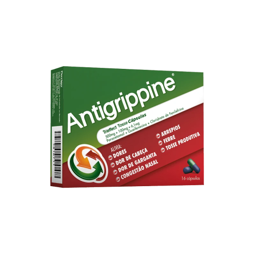 Antigrippine Trieffect Tosse , 500 mg + 6.1 mg + 100 mg Blister 16 Unidade(s) Caps