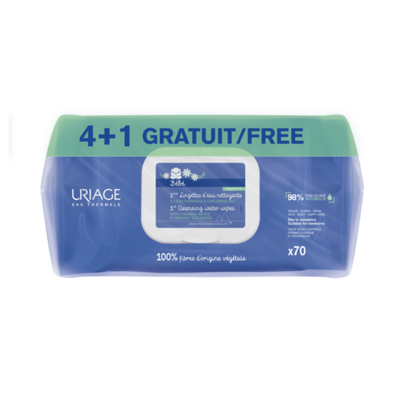 Uriage Bebé 1.º Toalhetes de Limpeza 70x5 | Pack Poupança